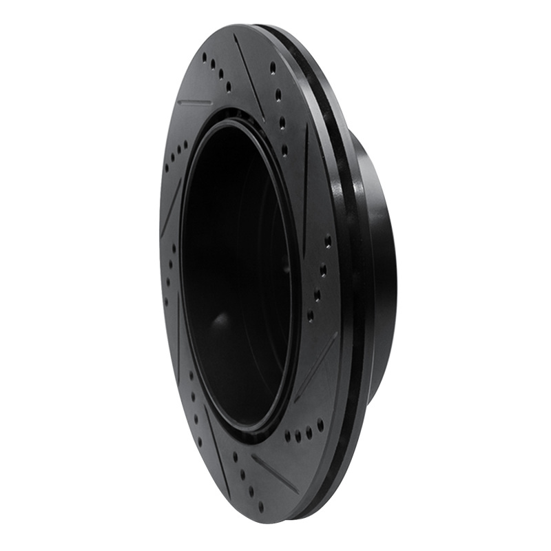 Subaru Impreza Brake Rotor (1) - Rear Left - R1 Concepts - Drilled & Slotted - Black - `03-`04